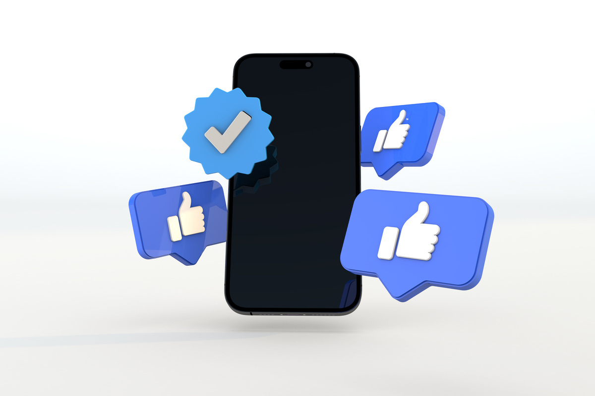 Digital Blue check or verified and smartphone